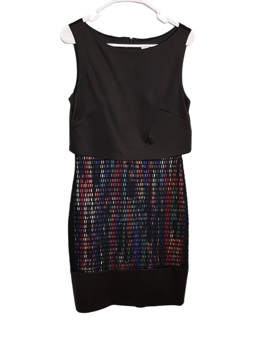 Sangria Stretch Sheath Midi Dress Netted Bottom Size 8